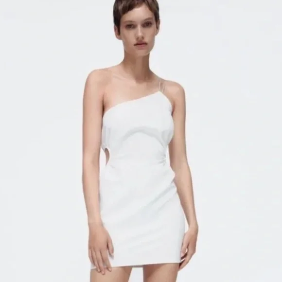 Zara White Asymmetric Cutout Dress